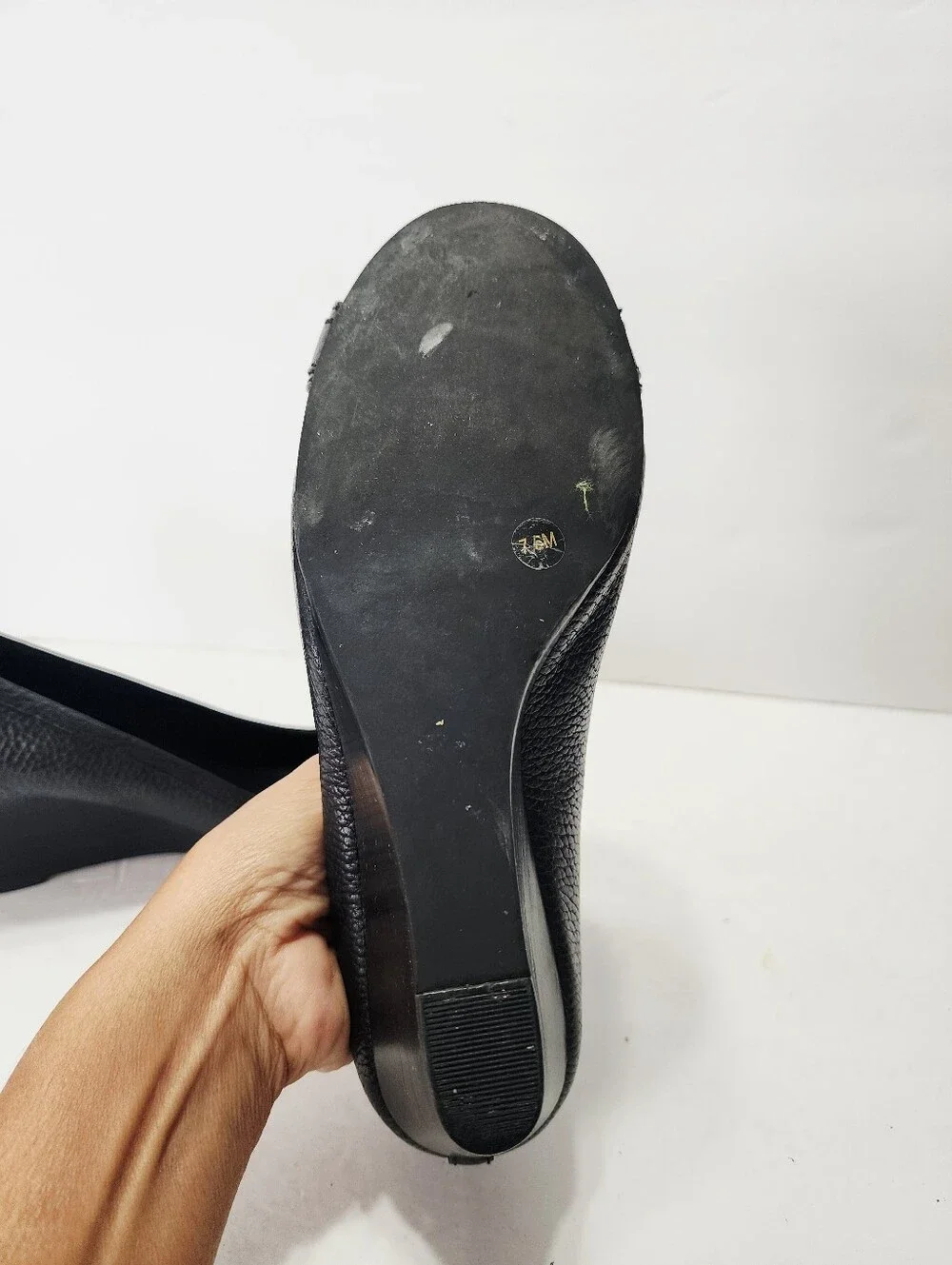 Tory Burch Black Leather Logo-Embellished Wedges Size 7.5